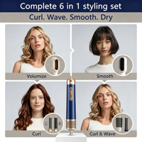 Set de Secador de Pelo 6 en 1 con Certificación RoHS, Multi-Styler de Alta Velocidad, Multifuncional, para Peinar y Rizar el Cabello