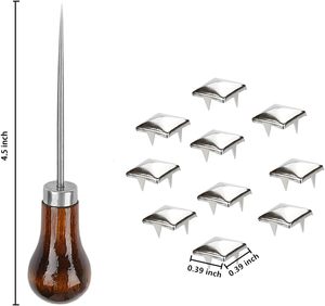 Rivets carrés à quatre griffes PCS pour sacs, vêtements, chaussures, artisanat, bricolage, clous décoratifs, accessoires avec pointe droite - Product Image 2