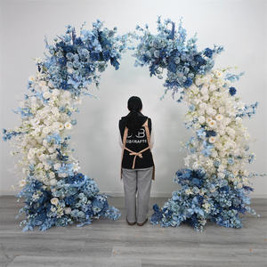 Wholesale <b>Artificial</b> Horn Flower Arch Backdrop Wedding Arch Flower Arrangement blue Rose Arch Flowers Decoration - Product Image 3