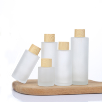 Flacon en verre personnalisé pour tonique hydratant, flacon opaque pour produits de soin de la peau, vaporisateur, bouchon en plastique, bois, bambou, 80 ml, 100 ml