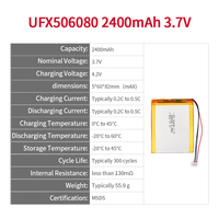 UFX506080 3.7V 2400mAh instrument de beauté alimentation mobile appareil portable tablette ordinateur polymère batterie au lithium.