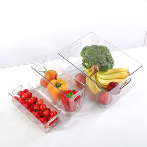 Plastic Set Stackable Acrylic Kitchen Storage Containers Fridge Organizer Refrigerator