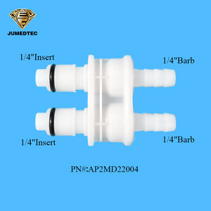 Acetal de 1/4 "Apagado Inserto macho en línea Acoplamientos rápidos Desconexión rápida Acoplamientos de doble puerto Conector de manguera Doble - Product Image 2