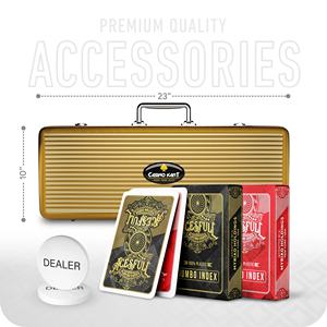 Casinokart Gold Rush Poker Chipset sans dénominations - 300 jetons sans tapis de poker 40mm argile 14g - Product Image 5