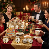 Service à thé en céramique dorée, tasses à café, théière, pot à lait, pots à sucre, support, style turc, ensemble de soucoupes à expresso, tasses à café en céramique