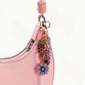 Nuovo Arrivo All'ingrosso Portachiavi <span class=keywords><strong>Tsubasa</strong></span> in Lega di Zinco con Motivi Uva Viola, Fiore, Melograno e Farfalla, Stile Dolce e Delicato, Ciondolo per Borsa - Product Image 3