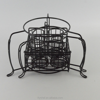 Ensemble de plateaux de service en céramique, de couleur noire, avec support métallique, présentoir pour buffets, 7 pièces
