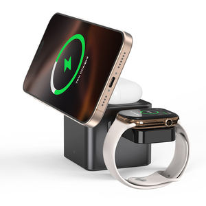 Ventes directes d'usine 15W alliage d'aluminium 3 en 1 <span class=keywords><strong>Cube</strong></span> de support de chargeur sans fil magnétique pour écouteurs iphone - Product Image 3