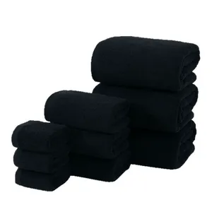 Toalla negra al por mayor para salón de barbería, toalla de algodón para peluquería, logotipo bordado personalizado, toalla para el pelo de spa de belleza - Product Image 5