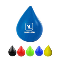 Balle anti-stress en forme de goutte d'eau, en polyuréthane PU résistant aux balles, imprimée en sérigraphie, jouet promotionnel personnalisé