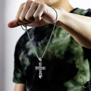 Mặt dây chuyền thánh giá ngọn lửa độc đáo phong cách Gothic, dây chuyền Hip Hop bằng thép không gỉ, trang sức thời trang dành cho nam, thích hợp làm quà tặng đính hôn - Product Image 5