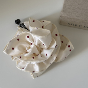 Pince à cheveux coréenne en satin à pois, simple, en tissu plissé, demi-attache, pince banane pour soirée - Product Image 6