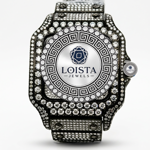 Nouvelle Arrivée Montre en Quartz Diamant Moissanite Entièrement Sertie Chiffres Romains Cadran à Aiguilles Acier Inoxydable Luxe LOISTA - Product Image 2