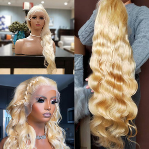 Peluca de Cabello Humano Virgen Liso Largo Transparente HD 360 con Encaje Frontal sin Pegamento para Venta al por Mayor, Rubia - Product Image 2