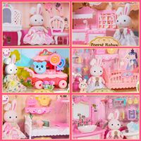 Jouet de Château de Lapin en Peluche Transfrontalier, Adorable Poupée Lapin, Grande Maison de Dessert, Cadeau d'Anniversaire pour Fille et Enfant