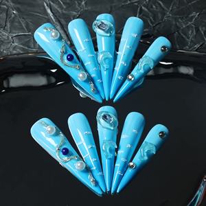 Uñas acrílicas artesanales de alta gama al por mayor, uñas postizas de cobertura completa en forma de lágrima, diseño 3D, personalizables, de alta calidad. - Product Image 1