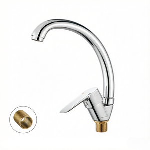 Robinet de cuisine moderne à un seul trou en alliage de zinc avec corps chromé et cartouche céramique, idéal pour les cuisines d'hôtels et d'appartements - Product Image 1