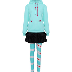 Disfraz de Princesa Vanellope para Mujer Adulta, Conjunto de Sudadera con Capucha y Falda, Medias a Rayas, Traje de Cosplay de Anime - Product Image 1