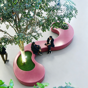 Bancas contemporáneas impermeables para sentarse alrededor de árboles, ideales para zonas de ocio en parques de humedales. - Product Image 4