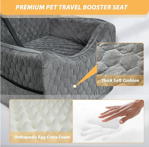 Hondenautostoel Custom Classic Fleece met hoogwaardig schuim, nieuw rechthoekig design, effen patroon, afneembare reisstoel - Product Image 5