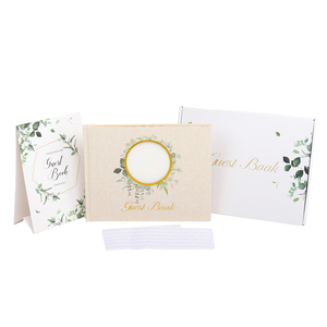 Elegante <span class=keywords><strong>libro</strong></span> degli ospiti con copertina in lino a forma di cuore matrimonio Guest Book doccia festa di nozze - Product Image 2