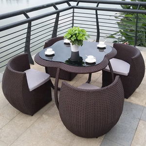 Leisure Outdoor Steel <b>Rattan</b> Patio Garden <b>Table</b> Set Modern Design <b>Dining</b> Set Factory Price - Product Image 3