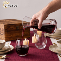 Ensemble de carafes à vin en cristal avec logo personnalisé, coffret cadeau en bois, verres à vin, ensemble de barware de luxe pour cadeaux d'entreprise, vente en gros
