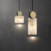 Luminaire suspendu unique en pierre naturelle d'albâtre, lustre moderne minimaliste de luxe pour îlot de cuisine et salle à manger