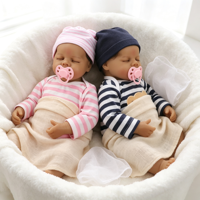 18 Zoll Jungen-Mädchen Zwillinge Realistische Dunkelhäutige Zwillings-Babypuppen Lebensechte Reborn Neugeborenen-Puppe Beruhigendes Komfort-Begleitset für Kinder
