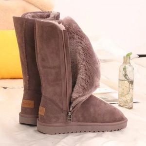 Bottes d'hiver en <span class=keywords><strong>daim</strong></span> pour femmes, automne/hiver 2023, fermeture éclair, doublure en fourrure moelleuse, anti-froid, grande taille, talon épais - Product Image 1
