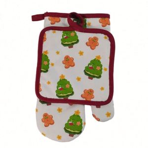 Custom Printed Cotton Chef Oven Mitts and Tea Towel <b>Aprons</b> Set <b>Kitchen</b> Cooking Accessories with Unique Design for Christmas - Product Image 5