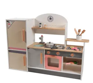 बच्चों के शैक्षिक DIY रचनात्मक खिलौना लोकप्रिय कौशल सीखने नाटक खेलने रसोई रेफ्रिजरेटर संयोजन सेट लकड़ी के रसोई खिलौना
