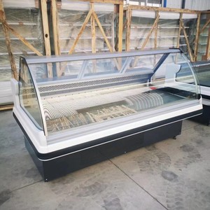 Vitrine réfrigérée commerciale 3750 mm, refroidissement par <span class=keywords><strong>air</strong></span>, sans givre, porte vitrée incurvée, pour la présentation de viande - Product Image 3