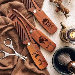 Peigne à cheveux en bois pliable et antistatique, personnalisable avec gravure de nom, idéal pour le maquillage – Vente en gros - Product Image 2