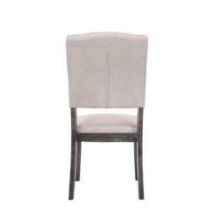 DB Bernard <b>Beige</b> Linen & Weathered Gray Oak Finish Side <b>Chair</b> Farmhouse Style Set 2 for Living Room Home <b>Office</b> Home Furniture - Product Image 3