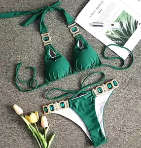 Stok Baru 3 Warna Potongan Berlian Bikini Perhiasan Aksesori Konektor Kristal Seksi Pakaian Renang Wanita