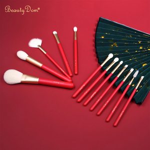 Lot de 12 <span class=keywords><strong>pinceaux</strong></span> de maquillage à manche rouge et avec étui en aluminium, logo personnalisé, vente en gros - Product Image 3