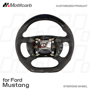 Volante de fibra de carbono personalizado con agarres de microfibra para Ford Mustang 4ª generación GT SVT Cobra Convertible SN95 1994-2004 - Product Image 2