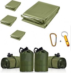 Couvertures d'urgence, lot de 4, extra grandes, en feuille de Mylar thermique, vert spatial, imperméables, 130x210cm, feuilles chauffantes pour la randonnée, les activités de plein air et la survie - Product Image 1