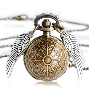 Montre de poche à quartz vintage en forme de Snitch dorée avec ailes d'ange, chaîne de pull, pour hommes, femmes et enfants - Product Image 3