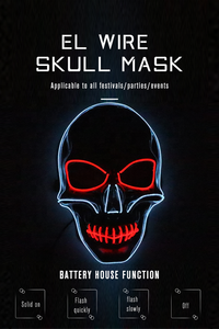 Fiesta de Halloween de miedo Rave <span class=keywords><strong>LED</strong></span> máscara luminosa, EL alambre de <span class=keywords><strong>cara</strong></span> completa purga máscara - Product Image 4