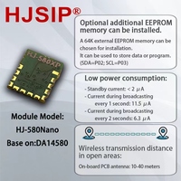 HJSIP HJ-580XP Fungsi Transmisi Transparan Modul Daya Rendah BLE4.2 UART 2.4GHz DA14580 Chip Modul Nirkabel IoT
