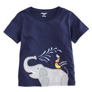 ST-356B Baby clothes 2016 factory price plain white elephant animal kids clothing boys fashion brand urban t-shirts