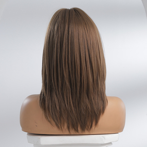 Peluca sintética HAIRCUBE, pelucas marrones de longitud media, piezas de <span class=keywords><strong>cabello</strong></span> de fibra resistentes al calor para mujeres, peluca recta - Product Image 3