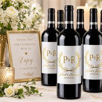Etiquetas de Botella de Vino Impermeables de Alta Calidad Personalizadas de Fábrica, Rollo de Etiquetas Adhesivas Impresas Resistentes a 3 Factores