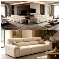 Canapé d'angle électrique 3 places en cuir véritable de luxe, moderne, OEM, pour hôtel, appartement, villa, maison