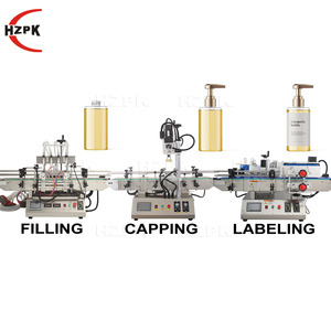 Máquina Automática de Llenado de Líquidos HZPK para Botellas de Agua, Cosméticos, Lociones, Leche, Aceites Esenciales y Jugos, con Funciones de Llenado, Tapado y Etiquetado - Product Image 1