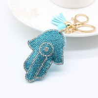 Porte-clés pour femmes, glands en cristal de palmier, strass, style Hamsa fatma, nouvelle mode