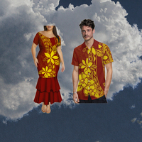 Robe sirène à épaules dénudées personnalisée, style Aloha estival, ODM, pour femmes grandes tailles, imprimé hawaïen, design polynésien, vêtements assortis pour couples