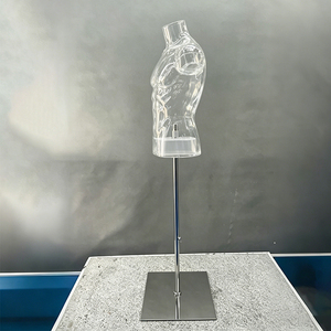 Maniquí Masculino de Medio <span class=keywords><strong>Cuerpo</strong></span> Transparente de Plástico con Base Metálica para Exhibición en Tiendas y Boutiques - Product Image 3